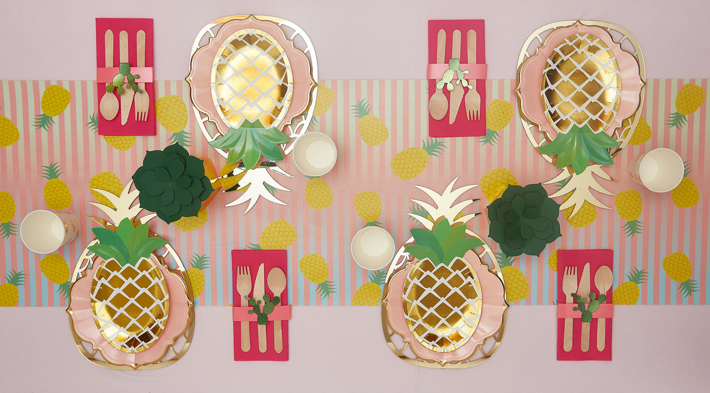 Pineapple & Pink Stripe Table Runner